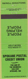 Matchbook Cover - Spokane Postal Credit Union WA green