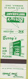 Matchbook Cover - Berry's Restaurant Norwalk OH