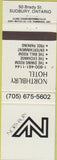 Matchbook Cover - Northbury Sudbury ON