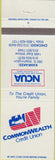 Matchbook Cover - Commonwealth Credit Union Chicago Kankakee IL