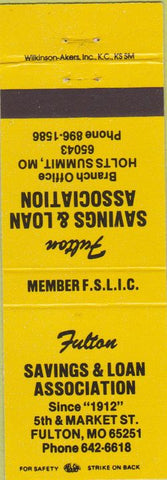 Matchbook Cover - Fulton Savings Loan Holds Summit MO