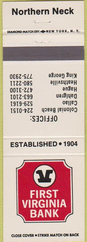 Matchbook Cover - First Virginia Bank Hague Dahlgren Callao Heathsville
