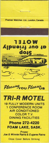 Matchbook Cover - Tri R Motel Foam Lake SK