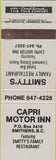 Matchbook Cover - Capri Motor Inn Smithers BC restaurant