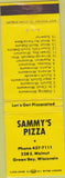 Matchbook Cover - Sammy's Pizza Green Bay WI