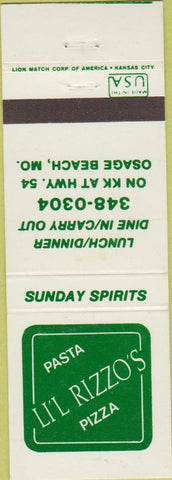 Matchbook Cover - Li'l Rizzo's Pasta Pizza Osage Beach MO