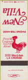 Matchbook Cover - New Villa La Crosse WI rooster