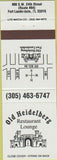 Matchbook Cover - Old Heidelberg Restaurant Fort Lauderdale FL white