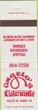 Matchbook Cover - Angelo's Ristorante Irwin PA Italian