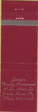 Matchbook Cover - Jerry's Restaurant Jersey Shore PA