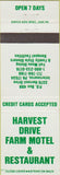 Matchbook Cover - Harvey Drive Farm Motel Restaurant Intercourse PA