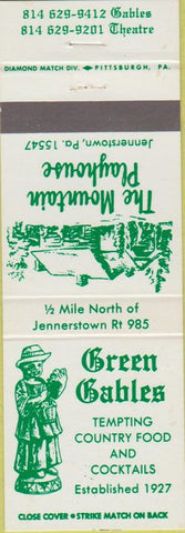 Matchbook Cover - Green Gables Jennerstown PA Mountain Playhouse