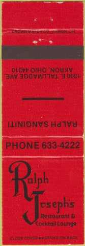 Matchbook Cover - Ralph Joseph's Restaurant Akron OH