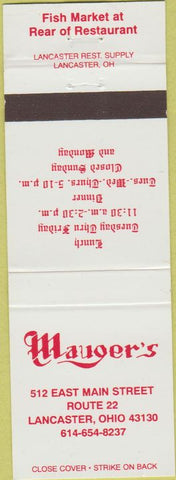 Matchbook Cover - Mauger's Lancaster OH