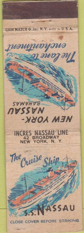 Matchbook Cover - SS Nassau Cruse Ship WORN