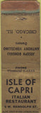 Matchbook Cover - Isle of Capri Italian Restaurant Chicago IL WEAR