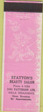 Matchbook Cover - Statton's Beauty Salon NO TOWN girlie