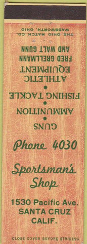 Matchbook Cover - Sportsman's Shop Santa Cruz CA Guns Ammo Fishing Tackle
