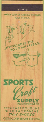 Matchbook Cover - Sports Craft Supply Wichita KS Fishing guns amo