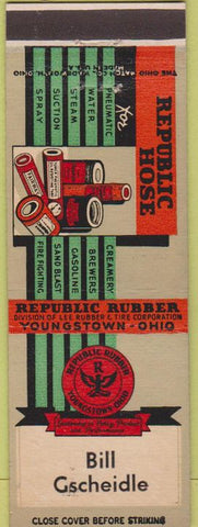 Matchbook Cover - Republic Hose Youngstown OH Bill Gscheidle