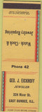 Matchbook Cover - Geo Eickhoff Jewelery watch repair East Dundee IL
