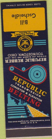 Matchbook Cover - Republic Belting Youngstown OH Bill Gscheidle