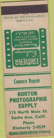 Matchbook Cover - Horton Photographic Supply Santa Ana CA