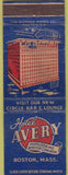Matchbook Cover - Hotel Avery Boston MA