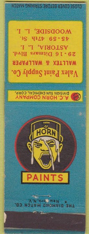 Matchbook Cover - Horn Paints Valex Hardware Woodside LI Astoria NY