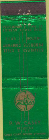 Matchbook Cover - Certified Stainless Steel St Paul MN