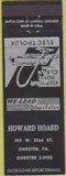 Matchbook Cover - Howard Hoard Electric Chester PA