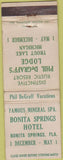 Matchbook Cover - Bonita Springs Hotel FL Trout Lake MI WEAR
