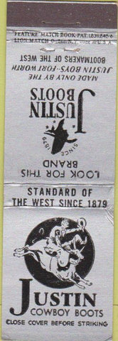 Matchbook Cover - Justin Cowboy Boots feature