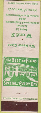 Matchbook Cover - W and N Restaurant Harrisburg PA