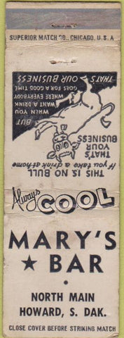 Matchbook Cover - Marty's Bar Howard SD WORN