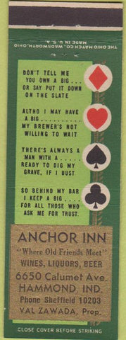 Matchbook Cover - Anchor Inn Hammond IN