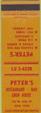 Matchbook Cover - Peter's Restaurant New York City