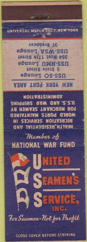 Matchbook Cover - United Seamen's Service Inc New York Port military WEAR