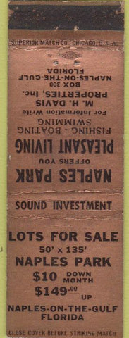 Matchbook Cover - Naples Park FL Fishing Boating