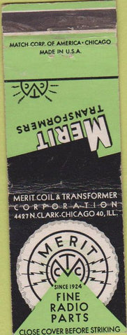 Matchbook Cover - Merit Transformers Radio Parts Chicago IL