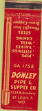 Matchbook Cover - Donley Pipe Supply St Louis MO WEAR
