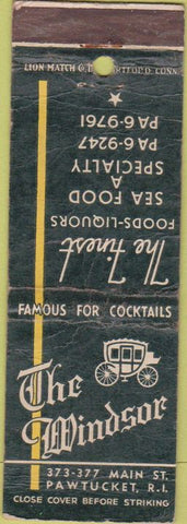 Matchbook Cover - The Windsor Pawtucket RI