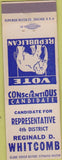 Matchbook Cover - Reginald Whitcomb Republican RI