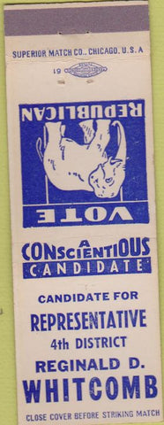 Matchbook Cover - Reginald Whitcomb Republican RI