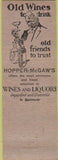 Matchbook Cover - Hopper McGaw Co Baltimore MD importer deli wine liquor