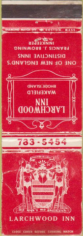 Matchbook Cover - Larchwood Inn Wakefield RI WORN