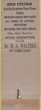 Matchbook Cover - Dr. RA Walters Optometrist Columbia MO girlie