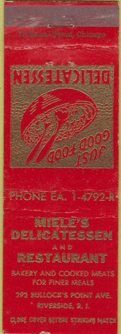 Matchbook Cover - Miele's Deli Restaurant Riverside RI