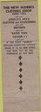 Matchbook Cover - Morris Clothes Shop Providence RI
