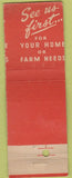 Matchbook Cover - IRHA Hardware Stores farm home WEAR